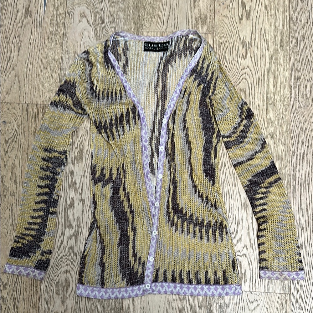 Custo Barcelona Yellow and Brown Cardigan Sweater
